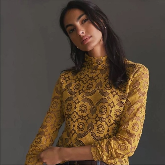 Anthropologie Maeve Lace Mock Neck Top size 1X - Picture 4 of 9